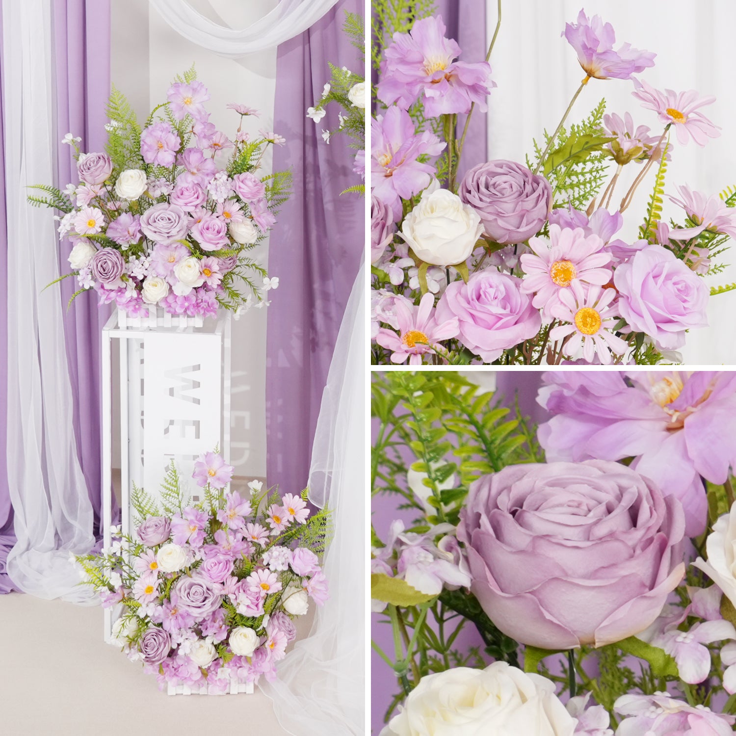 Artificial light purple Greenery Wedding Fence Flower Figure 4